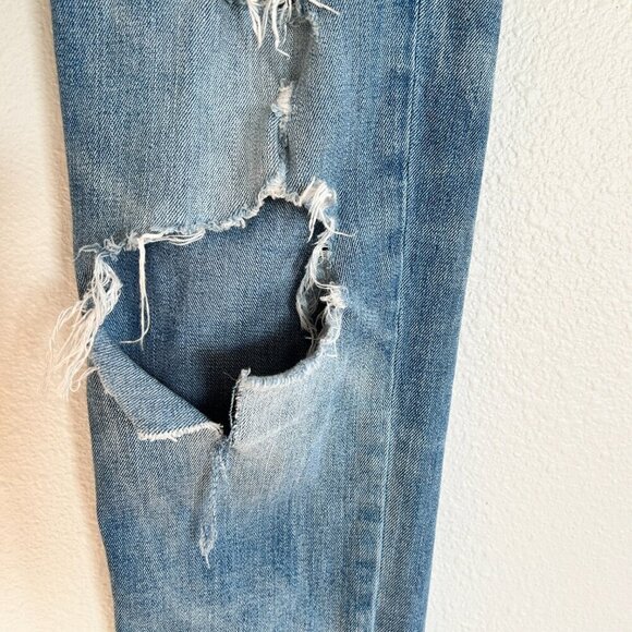 American Eagle Jeans Tomgirl Button Fly Destroyed Raw Hem Grunge - Picture 5 of 15